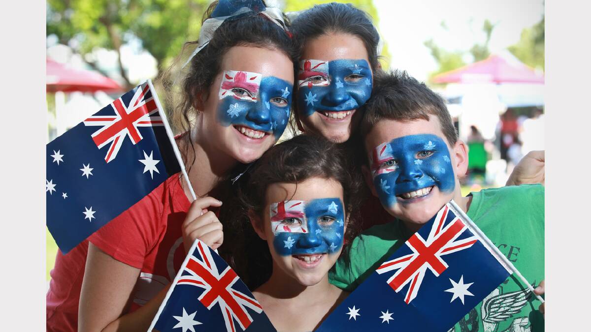 Wodonga, The Cube. Australia Day Celebrations. Tess McCormack, 13, Laura McCormack, 12, Rosie McCormack, 7, and Patrick McCormack, 9. PICTURES: Ben Eyles.