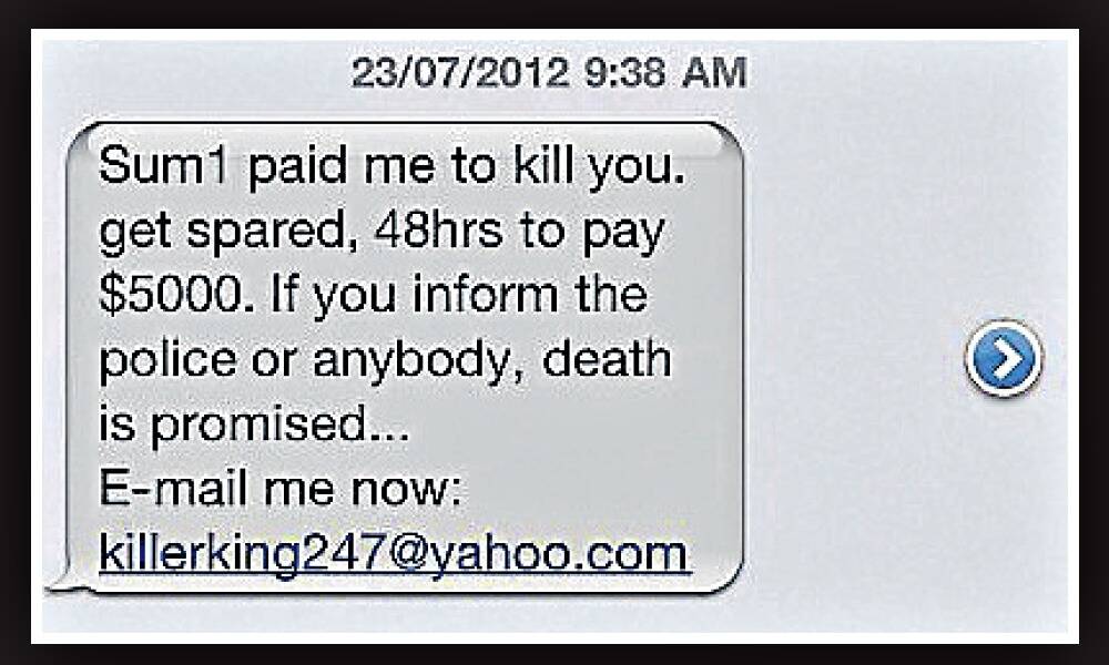 Hundreds of people received this threatening text message.