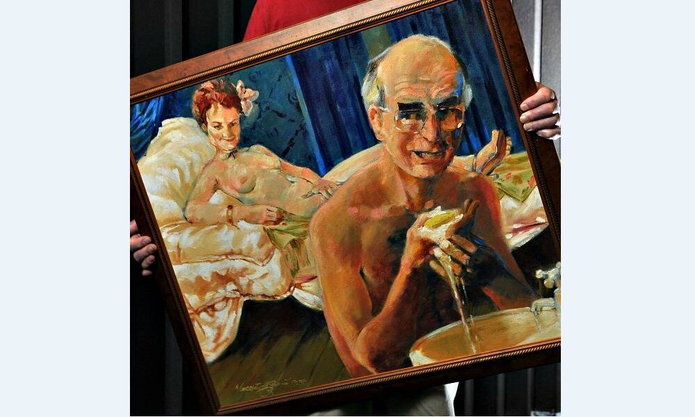 The winning entry from the 1997 Bald Archy contest: 'John Howard washes his hands of Pauline Hanson (Apologies to Manet)'