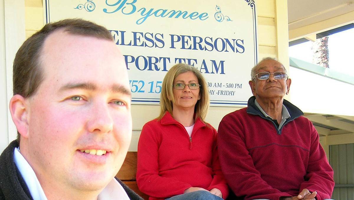 RENTAL SHORTAGE: Byamee outreach educator Leigh Smith, left, with women’s housing officer Amanda Browning and welfare worker Lloyd Duncan. Picture: Northern daily Leader
