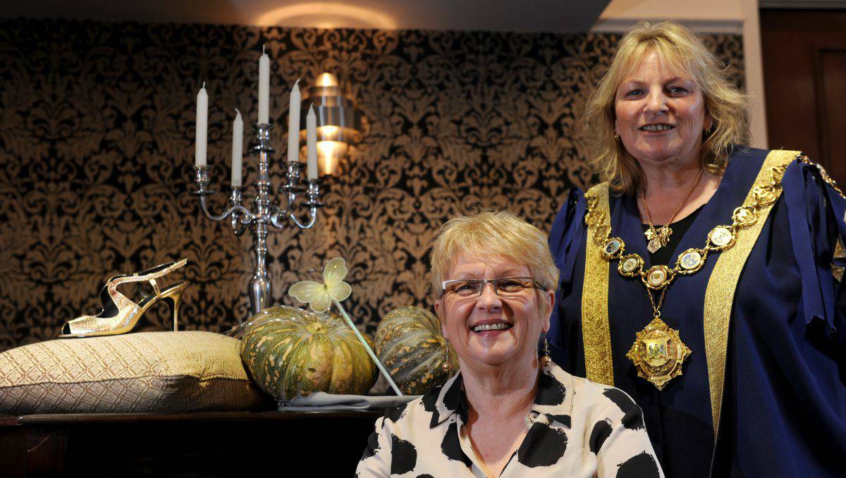 Community Foundation for central Victoria chair Sue Clarke and Bendigo mayor Lisa Ruffell get ready for the Glass Slipper Ball in October. Picture: Blair Thomson