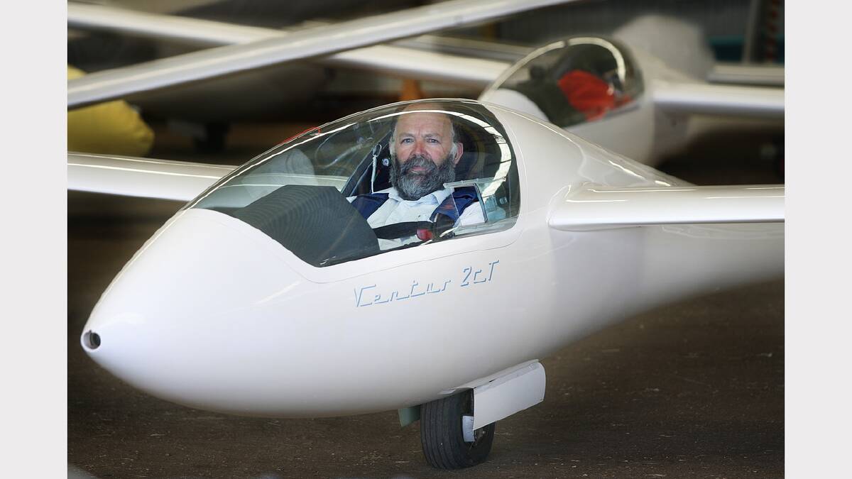  English Pilot Max Kirschner comes over from England to fly his glider as the weather is more favorable than in Europe. Picture: SIMON GROVES