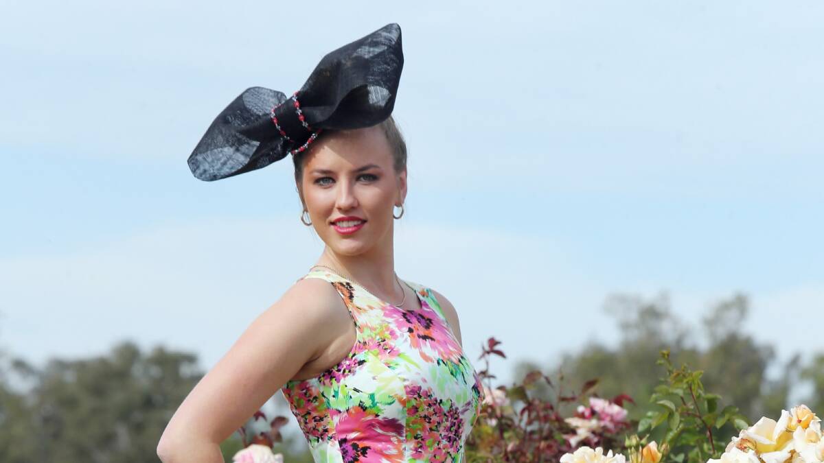 Kiewa's Melanie Andrew, 20, modelling clothes from Myer and head pieces by The Fabric Florist.