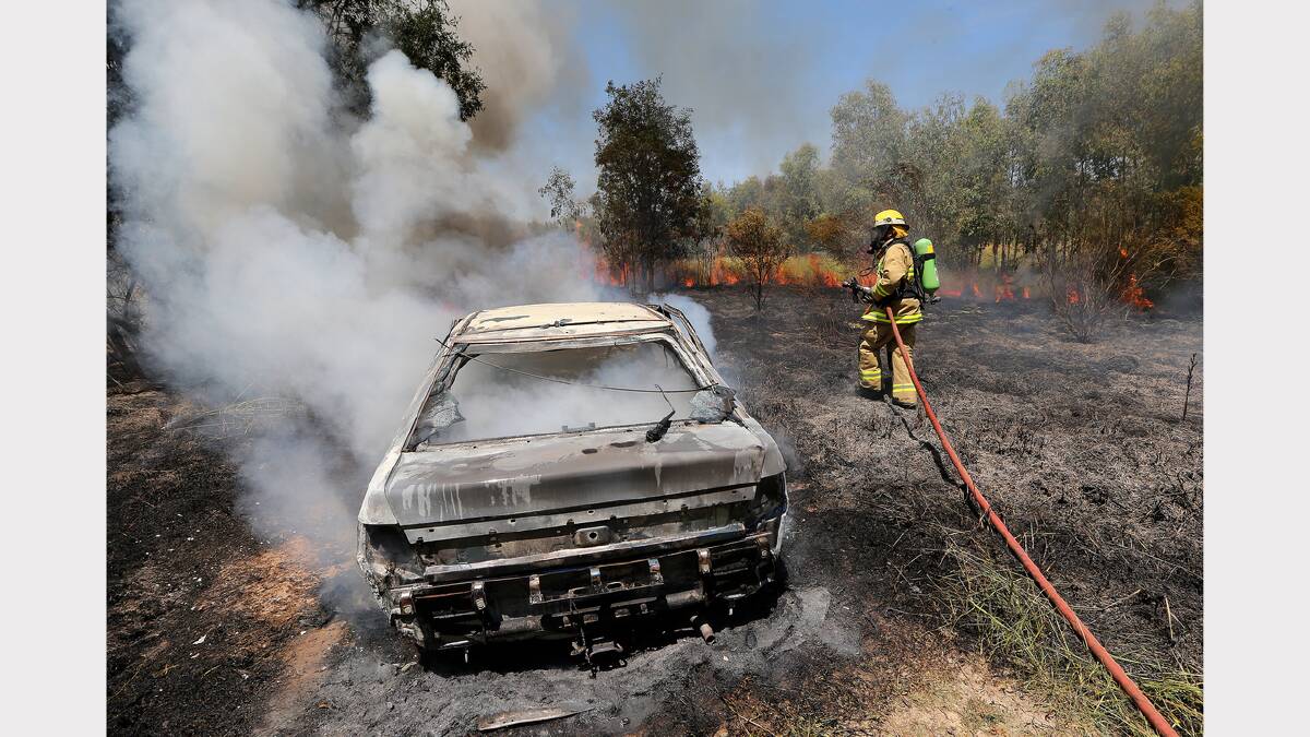 Firefighters were called to extinguish a car fire at Mungabareena Reserve.