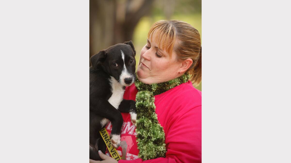 Foster carer Stacey Swan with 13-week-old border collie cross dog called Wander.