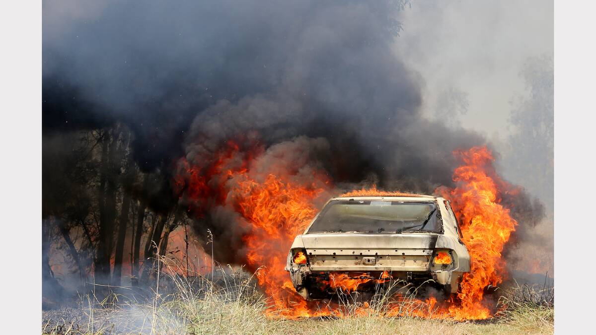 Firefighters were called to extinguish a car fire at Mungabareena Reserve.