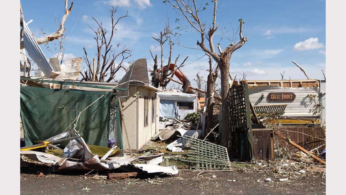 Damage left by Yarrawonga's freak tornado. March, 2013.