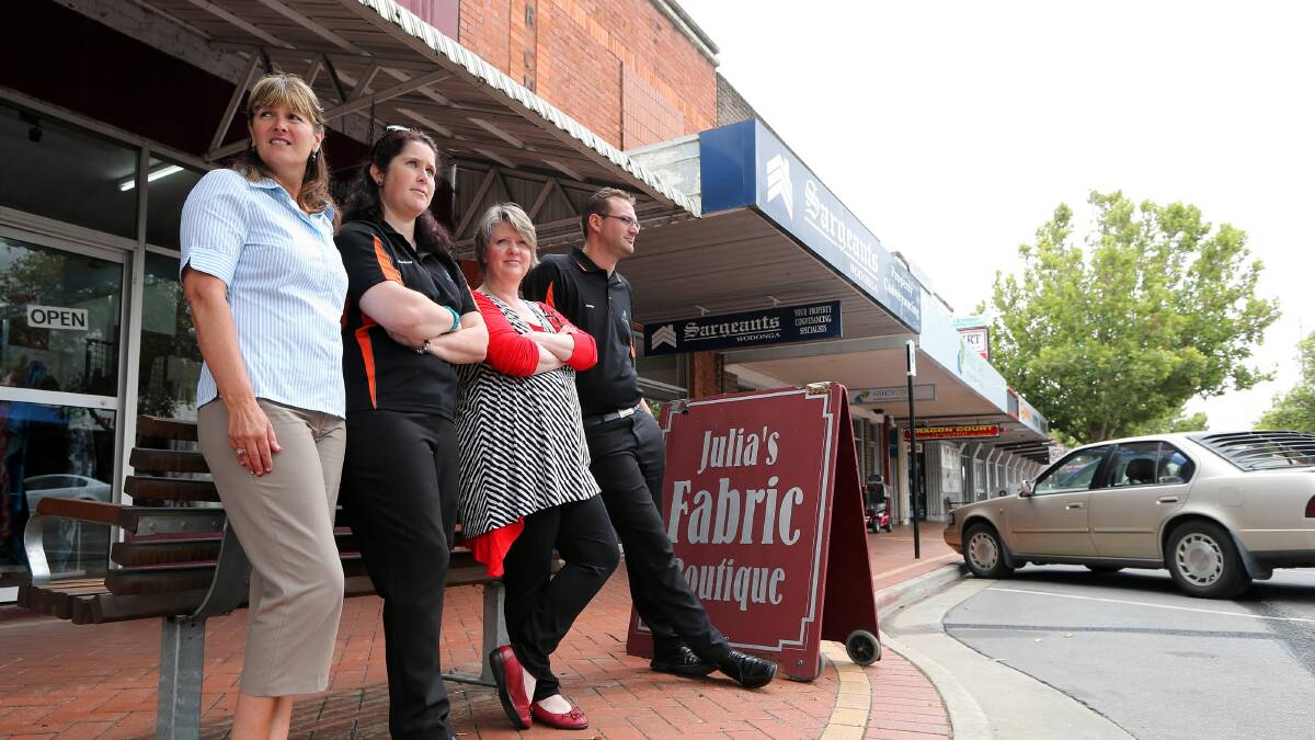 Leeanne Worthington, Corrina Farrer, Cathy Upton and Ashley Farrer say the three-month closure will affect their businesses. Picture: JOHN RUSSELL