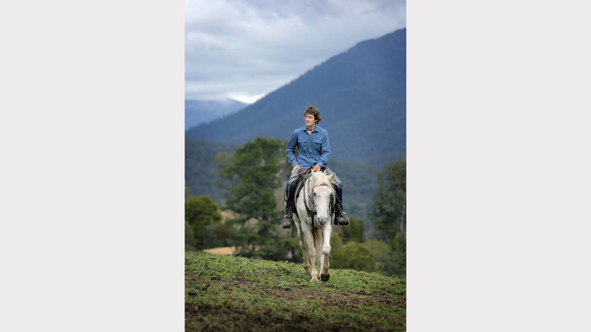 Adventurer Tim Cope learnt to ride a horse in the high country before he completed the Genghis Khan Trail. Goonan used the hills in the background to mirror the landscape. “I didn’t want him to look at camera because it was a solo journey,” she says.
