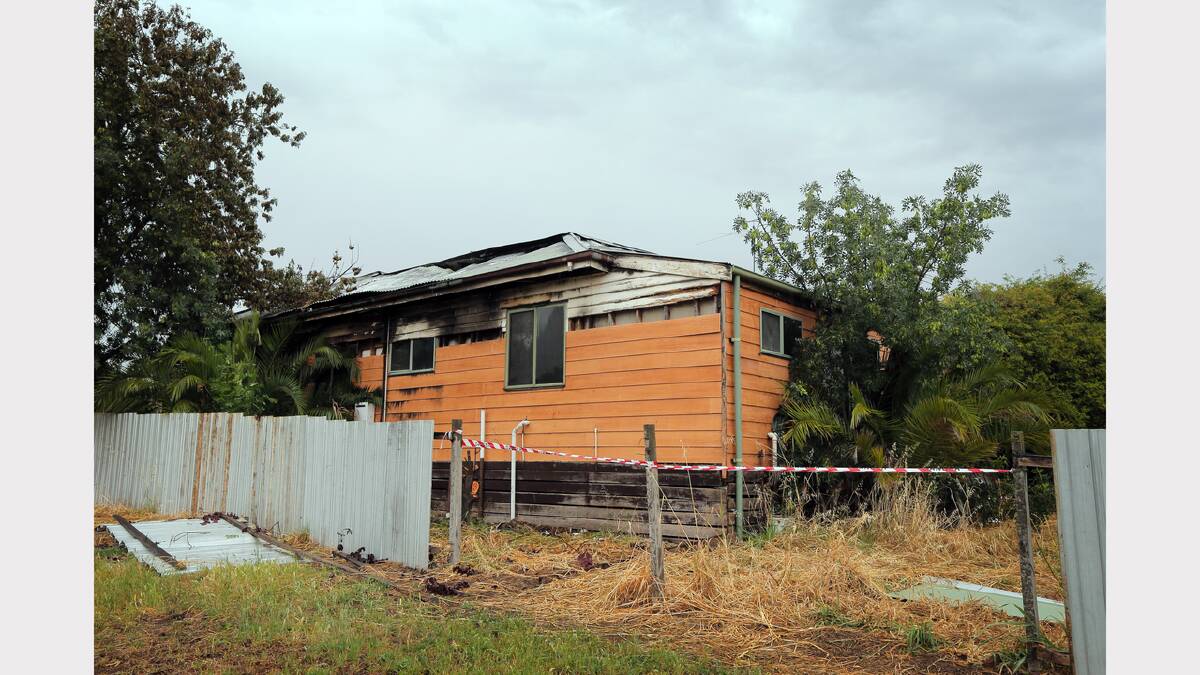 The remains of Clint Brown’s home in Blanche Street, Wahgunyah that was destroyed by fire on Wednesday. 