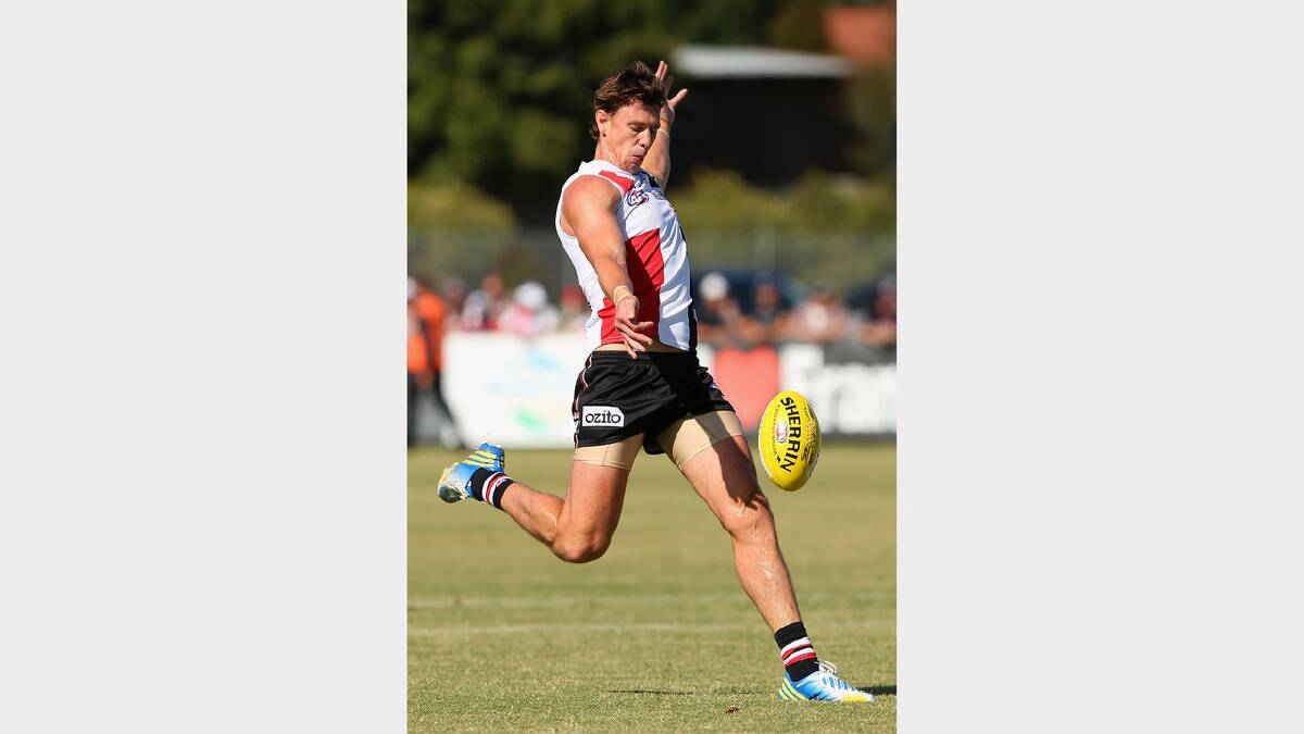 Justin Koschitzke of the Saints kicks during a St Kilda Saints AFL Intra-Club match at Linen House Oval. (2013) Picture: GETTY IMAGES