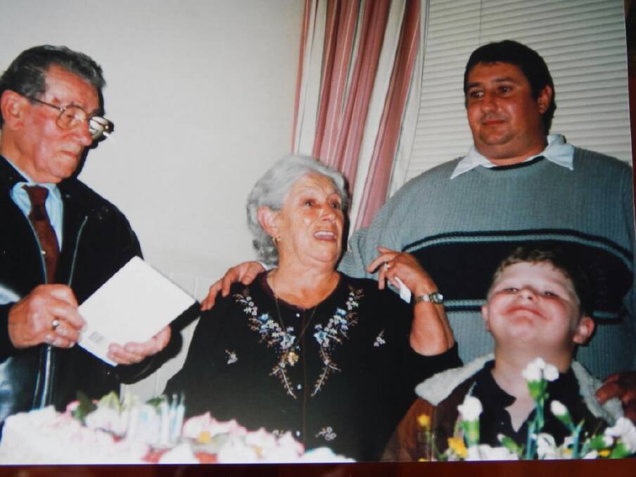 Mark Camilleri, 43, died after taking fentanyl in his Wodonga home in December. He is pictured with his grandparents and a nephew.