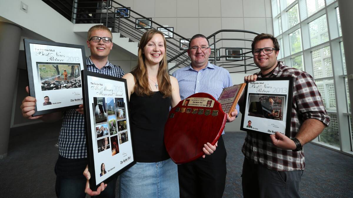 Mark Jesser, Tara Goonan, David Johnston, and Ben Eyles have been recognised as The Border Mail's best journalists and photographers this year. Picture: MATTHEW SMITHWICK