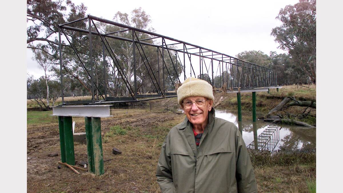 John Hillier at the new bridge over Finns Creek Wodonga (2005).