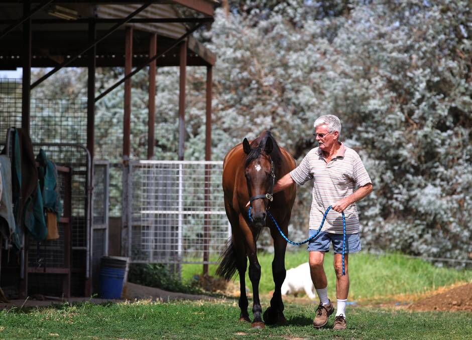  Trainer Kevin Hanley with another of his horses, Cosmic Fury, in 2012. 
