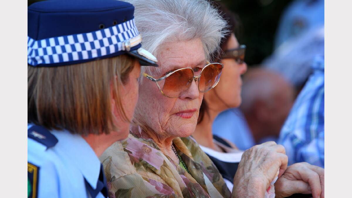  Supt. Beth Stirton speaks with June Howe at the memorial 