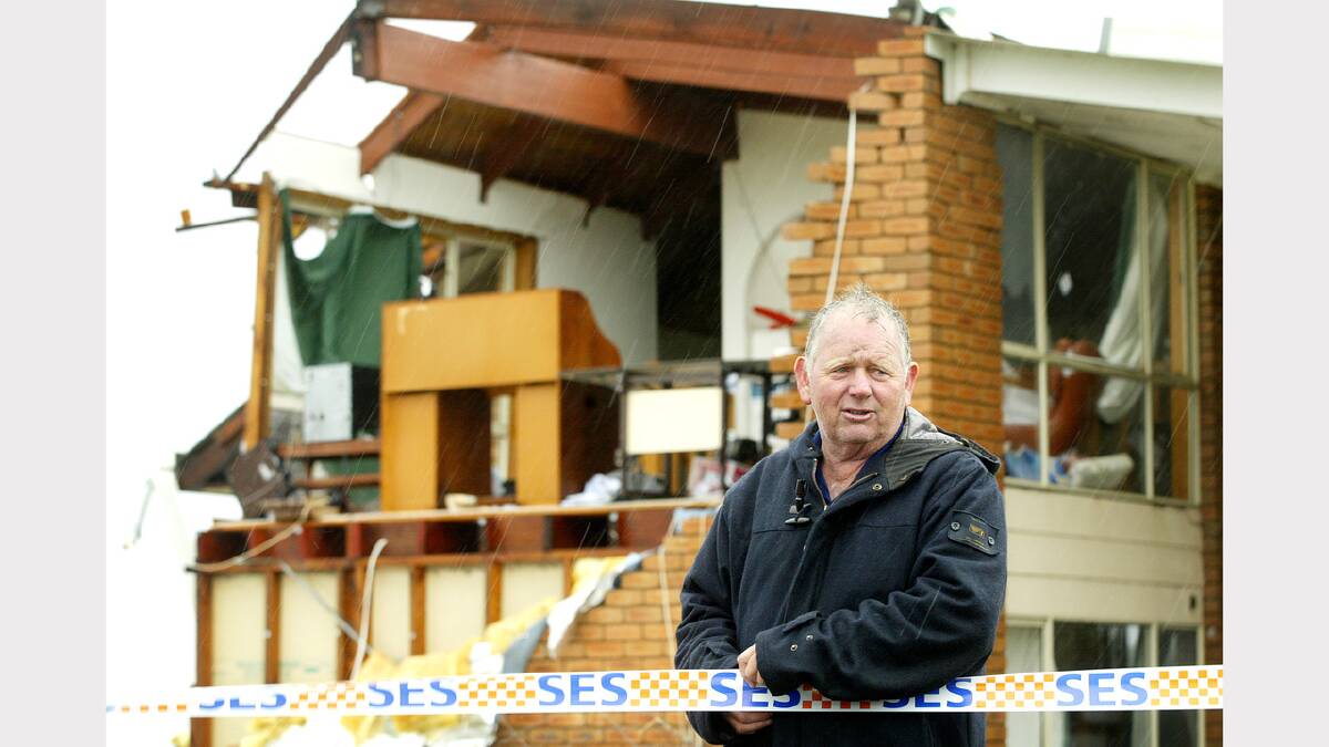 John Reale had half his house destroyed when 100kmh winds ripped through the Leneva Valley. December, 2005