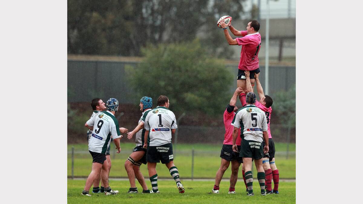 Steamers take a stan, with Tom Rowan soaring above the lineout, while Young look on in dissaray. Picture: JOHN RUSSELL
