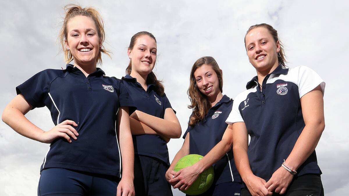 Olivia Sinclair, JAne Cook, Jacqui Newton and Emily Browne have been selected in the Victorian State side. Picture: JOHN RUSSELL