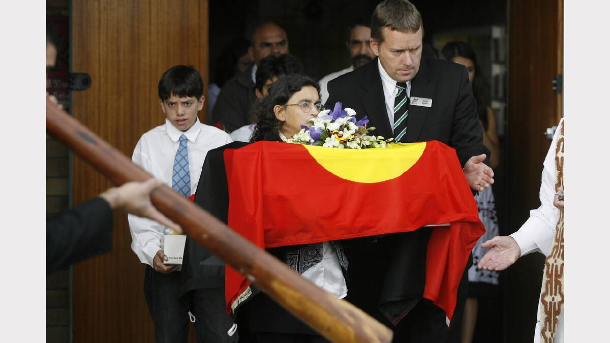 Donna Thomas carried Daniel's coffin at his funeral service at Sacred Heart Church, in Lavington.