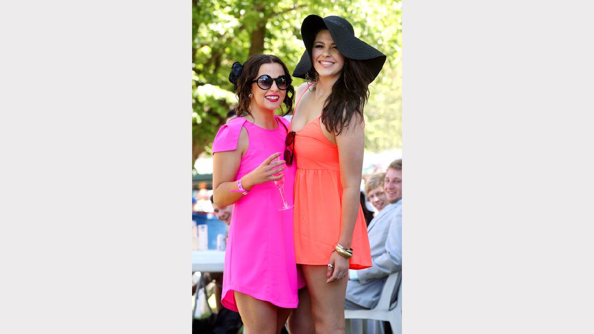 Albury's Annie Bell and Lucy Wise-Chalker, both 18, were hard to miss in their brightly coloured dresses.