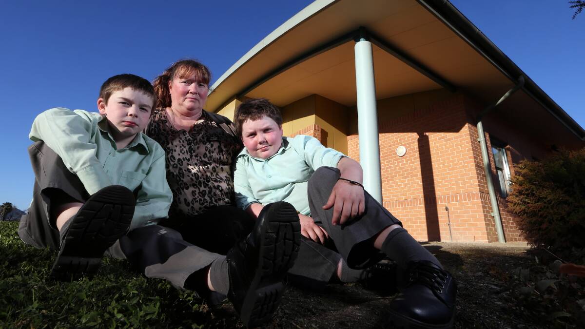 Teena Conway with her sons, Drew and Lachlan, after first speaking out about the suicide of her son Zac.