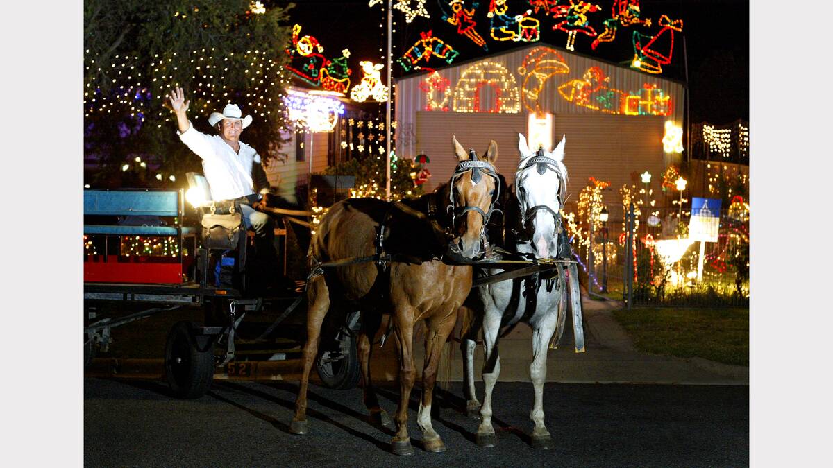 Lachie Cossor will be be given horse-drawn carriage tours of the Christmas lights in Wodonga. Picture: DAVID THORPE