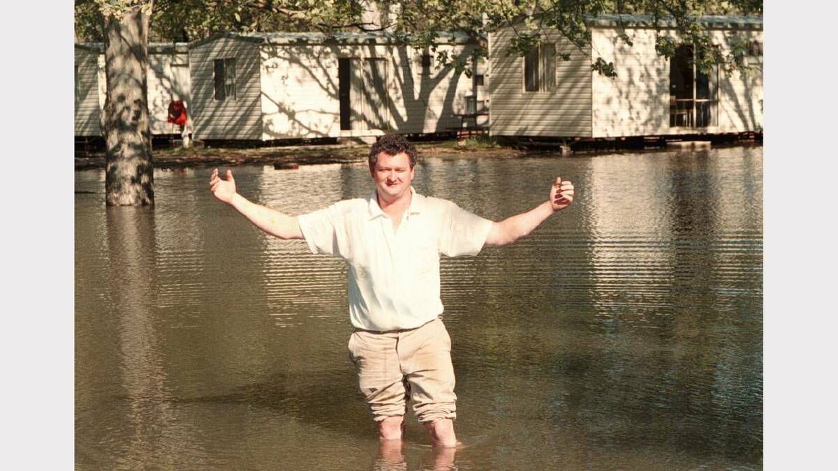 Corowa Ball Park proprieter Andrew Broughton. His business under water again. 