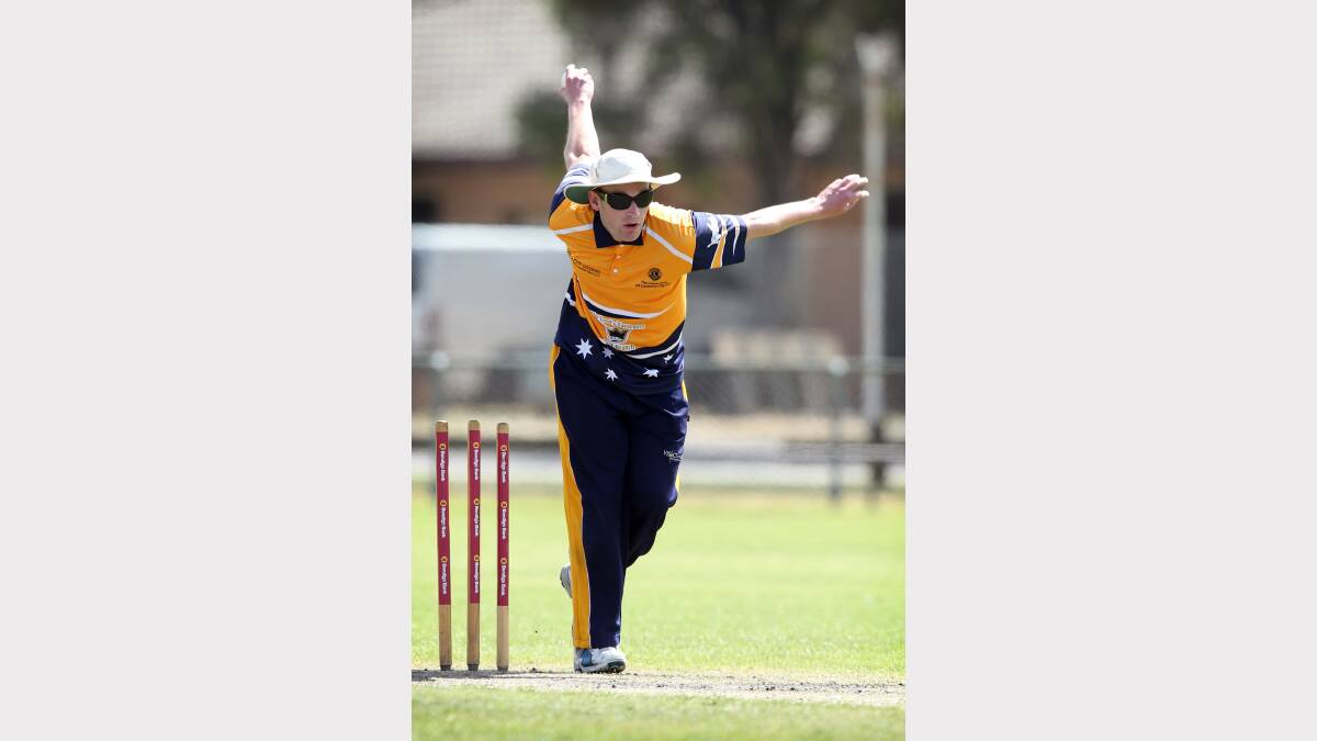 ACT representative, Albury’s Daniel Searle, bowls underarm in the match against New City.