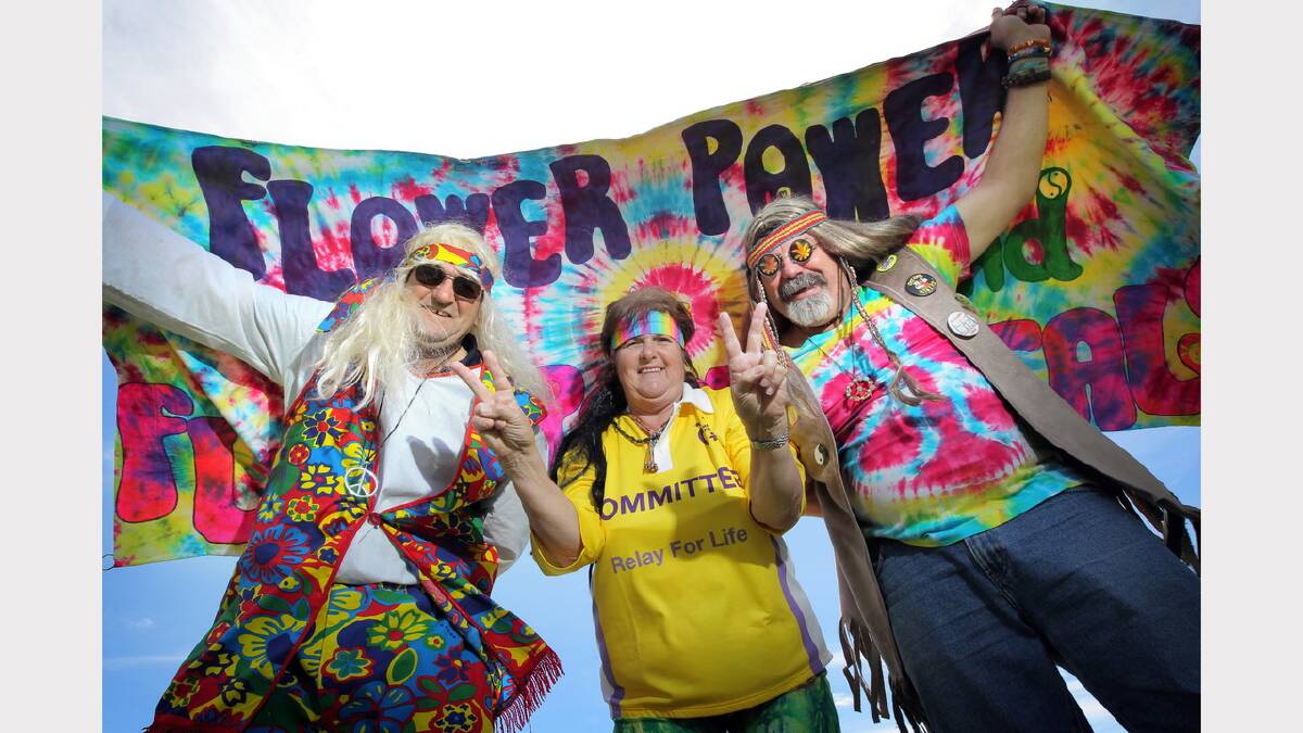 2012 -  Ian Jackson, Helen van Duursen, and Peter Bluck have been part of the Border Relay For Life since its inception. This year their theme was Flower Power.