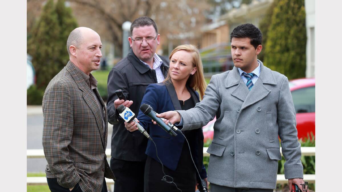 Cr Julian Fidge speaks to reporters about the sacking of Wangaratta Council. 