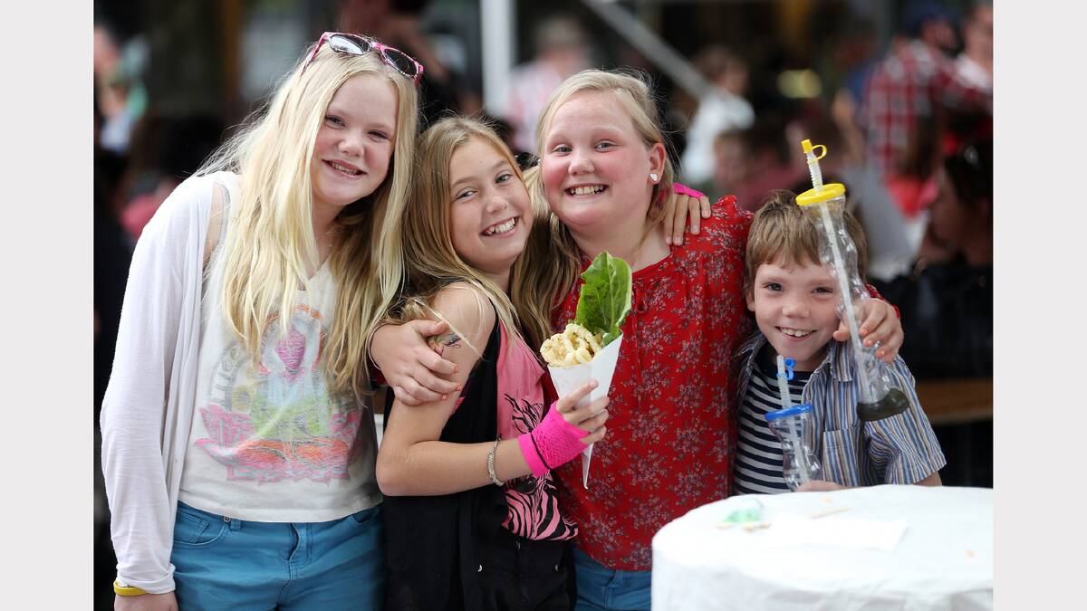 Sara Corker, 13, Teah Stone, 10, Lara Corker, 11, and Xavier Corker, 9, got into the spirit of the event. 
