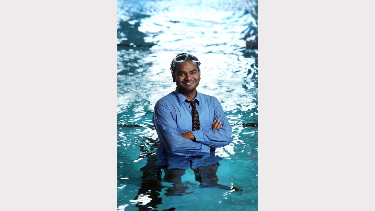 Vijay Kumar’s enthusiasm to wear a shirt and tie in the middle of a swimming pool absolutely delighted Smithwick. “I wanted to capture his love of swimming and studies ... and to my relief, he loved the idea. He was such a good sport,” Smithwick says. 