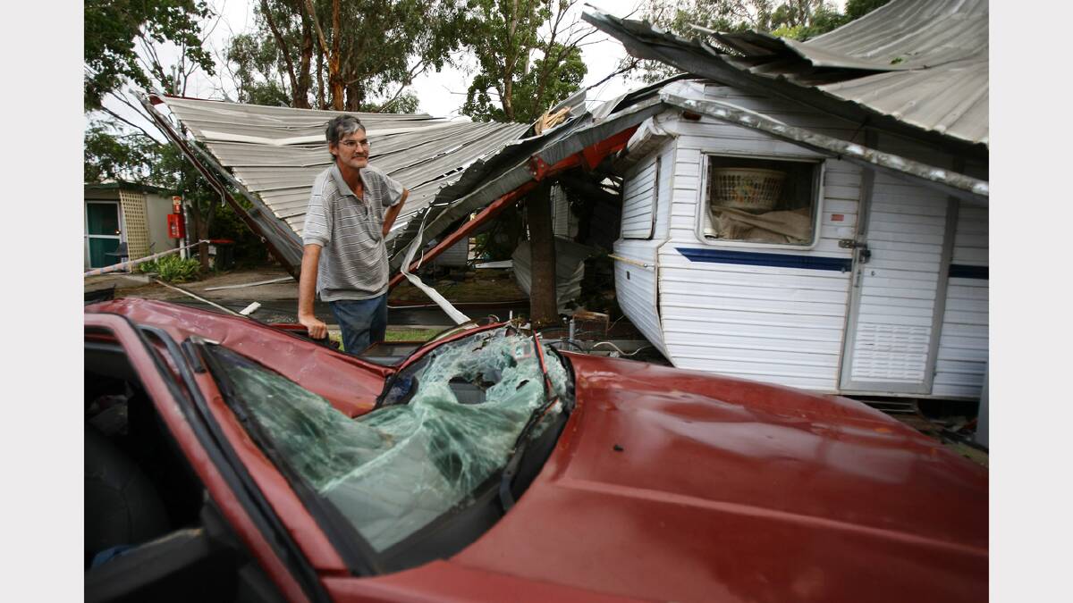 A man's caravan and car were ruined following a storm at a Wodonga caravan park. December, 2009