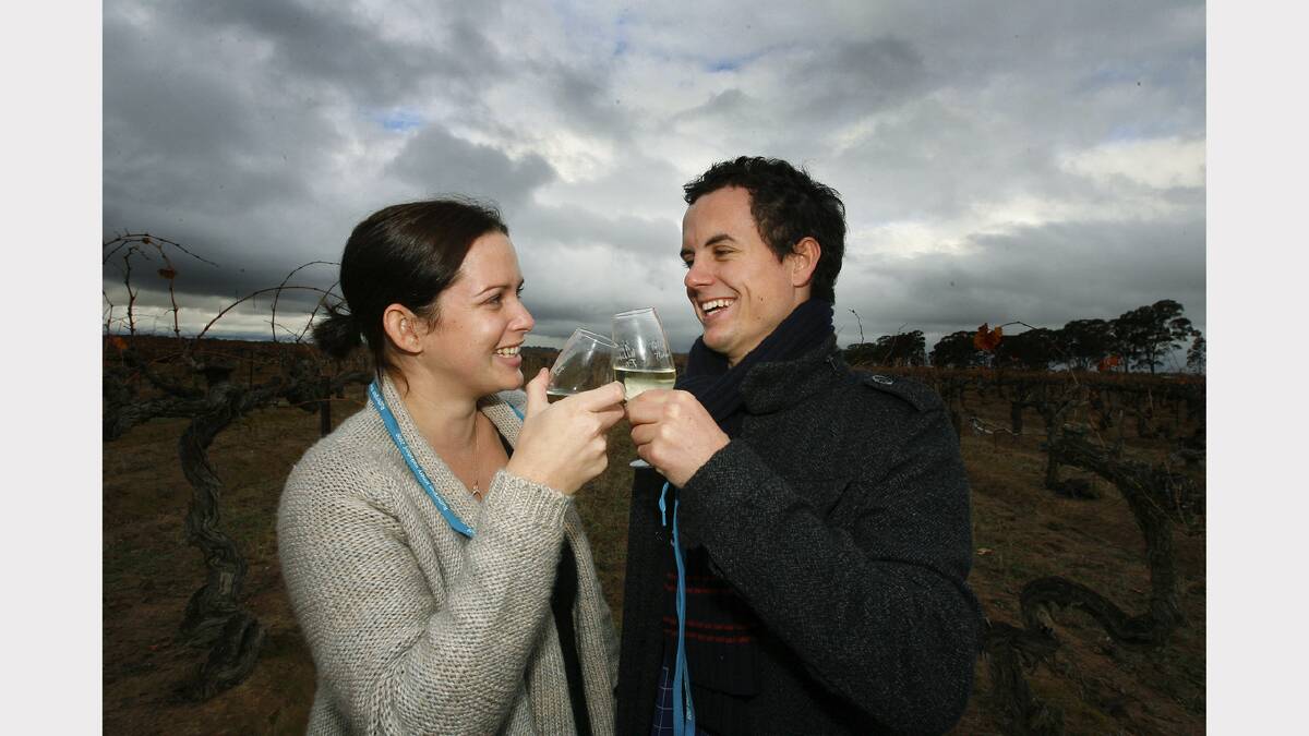 Geelong's Oliva Willingham and Nick Salkeld at Bullers for the Winery Walkabout.