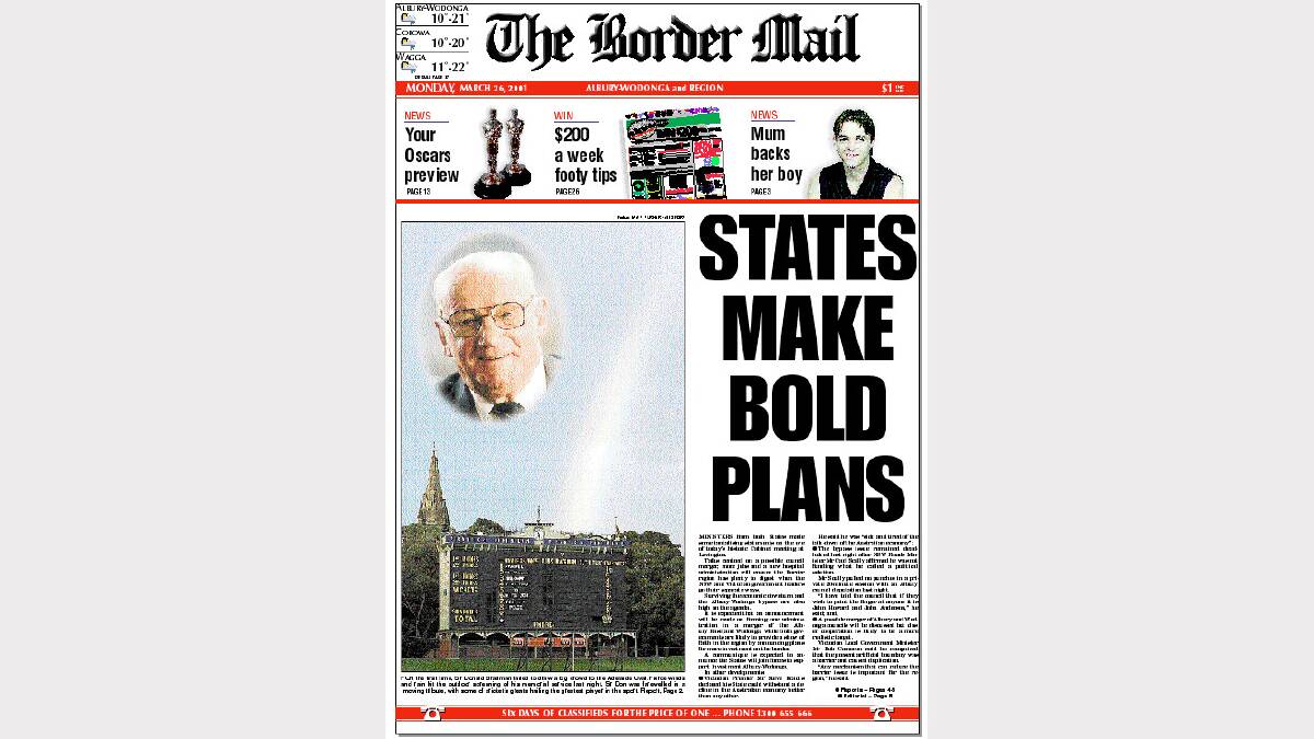 Front page ofBorder Mail of 26th march, 2001. 