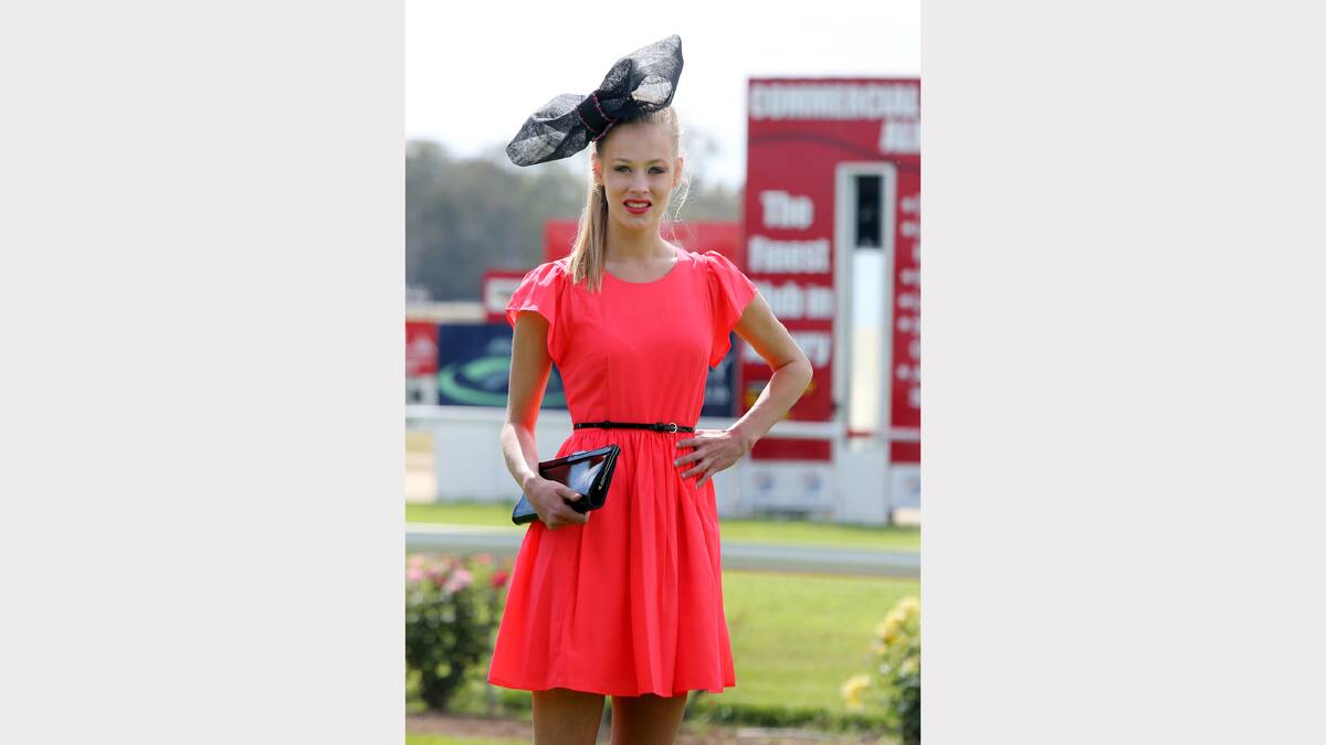 Kiewa's Ellen Cook, 18, modelling clothes from Myer and head pieces by The Fabric Florist.