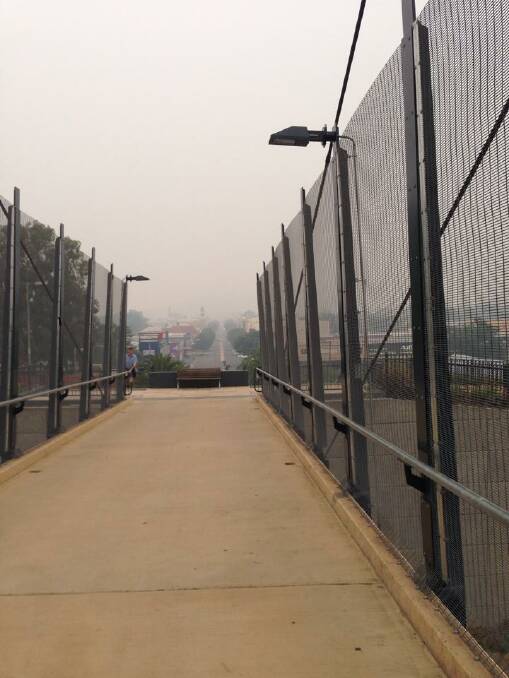 Harold Mair foot bridge, 8.50 this morning, looking towards Monument Hill. - Joel Tasker (Facebook)