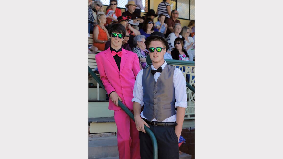 Wangaratta's Seb De Napali  and Callum Bell, both 16, dressed up for the day.