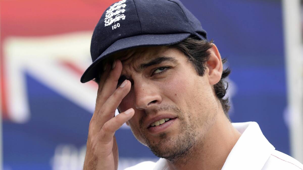 England's captain Alastair Cook waits to be interviewed after Australia won their third Ashes test cricket match. Picture: REUTERS