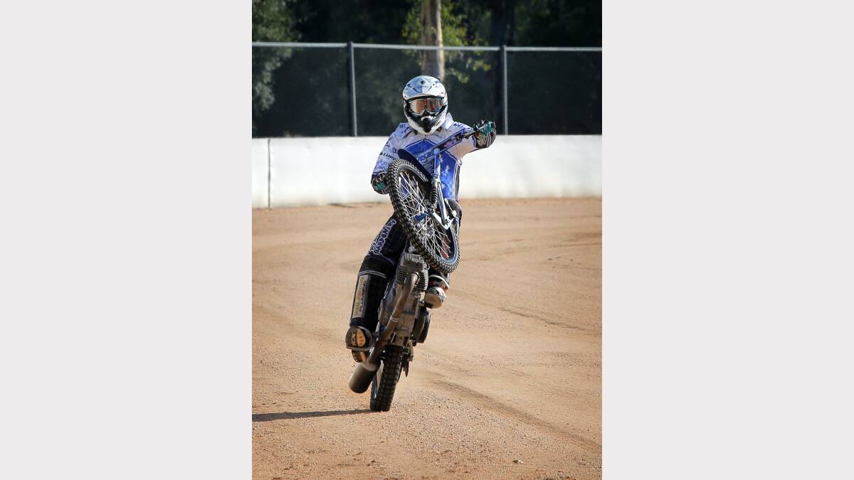  Aden Clare on a 250CC GM ahead of this Saturday's Speedway race.