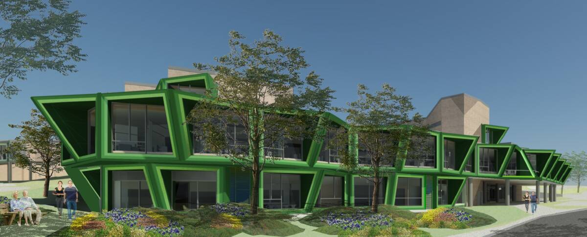 Concept designs of the regional cancer centre.