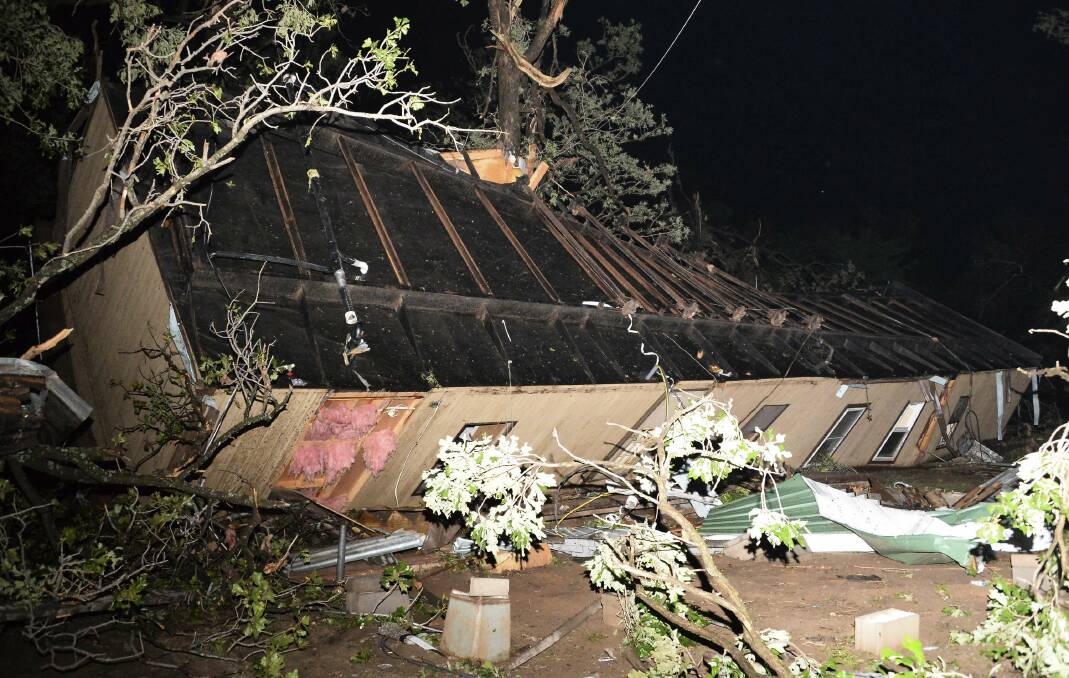 A damaged mobile home is pictured amid the debris after a tornado swept through Shawnee, Oklahoma. Photo: REUTERS