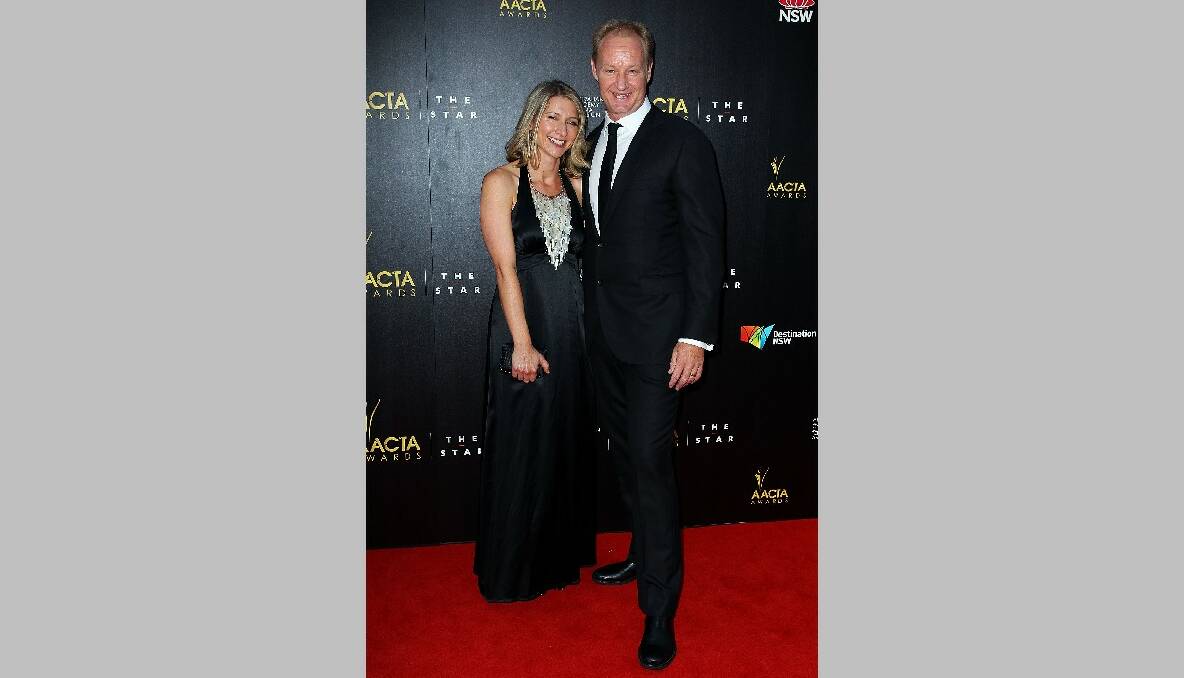 Rob Carlton and Adrienne Ferreira arrives at the 2nd Annual AACTA Awards. Photo by Lisa Maree Williams/Getty Images