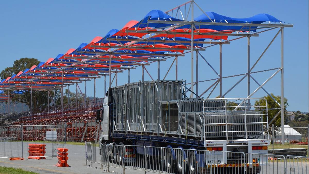 Construction is underway for South Australia's major tourism draw card Clipsal 500. Pictured: The Barry Sheen Pit Straight Grandstand.
