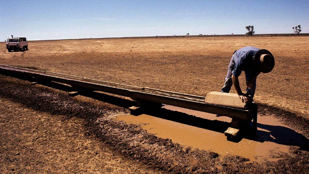 Farmer Richard Walker inspects his drought-affected property near Deniliquin in southwest New South Wales January 15, 2007. Picture: