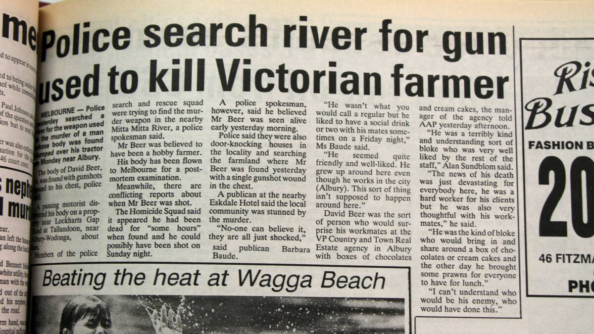 TRAGIC: How David Beer's death was reported in The Daily Advertiser on Wednesday February 9, 1994. 