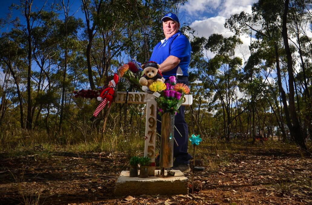 MISSING: Daryl Floyd at the memorial for his missing brother Terry who vanished 47 years ago. Picture: DARREN HOWE