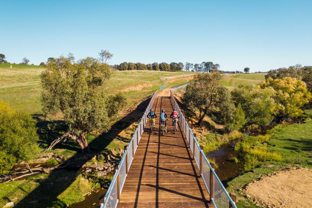 The path ahead: The Spring edition of The Border Mail's Out and About Magazine is out now and gives us plenty of things to look forward to when lockdown restrictions are eased. The Tumbarumba to Rosewood Rail Trail is a revitalised trail for walking or cycling. Photo: Matt Beaver, courtesy Snowy Valley Council. 