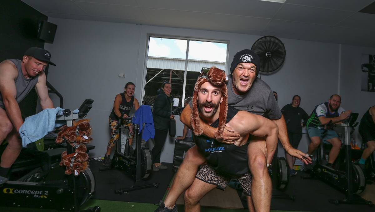 RIDING OUT: Arthur Goulekas and event organiser Steve Ballard at the Sunshine Ride held at Adrenaline Boxing and Conditioning. Pictures: TARA TREWHELLA
